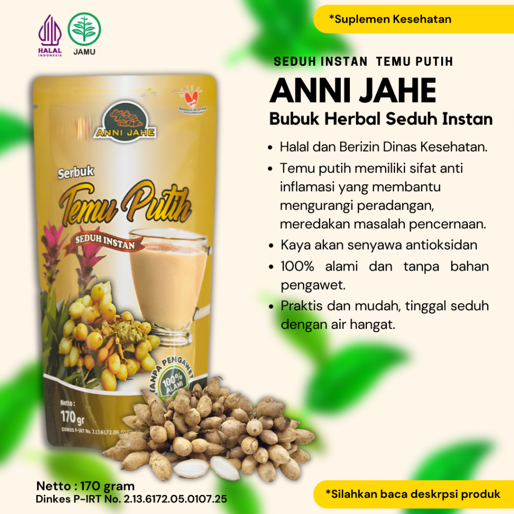 

Temu Putih Bubuk ANNI JAHE Minuman Herbal Seduh Instan 170 Gram