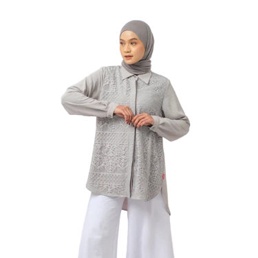 Dauky M Tunic Lace Tulle Tunik Bahan Crincle Mix Brukat New Trendyyyy