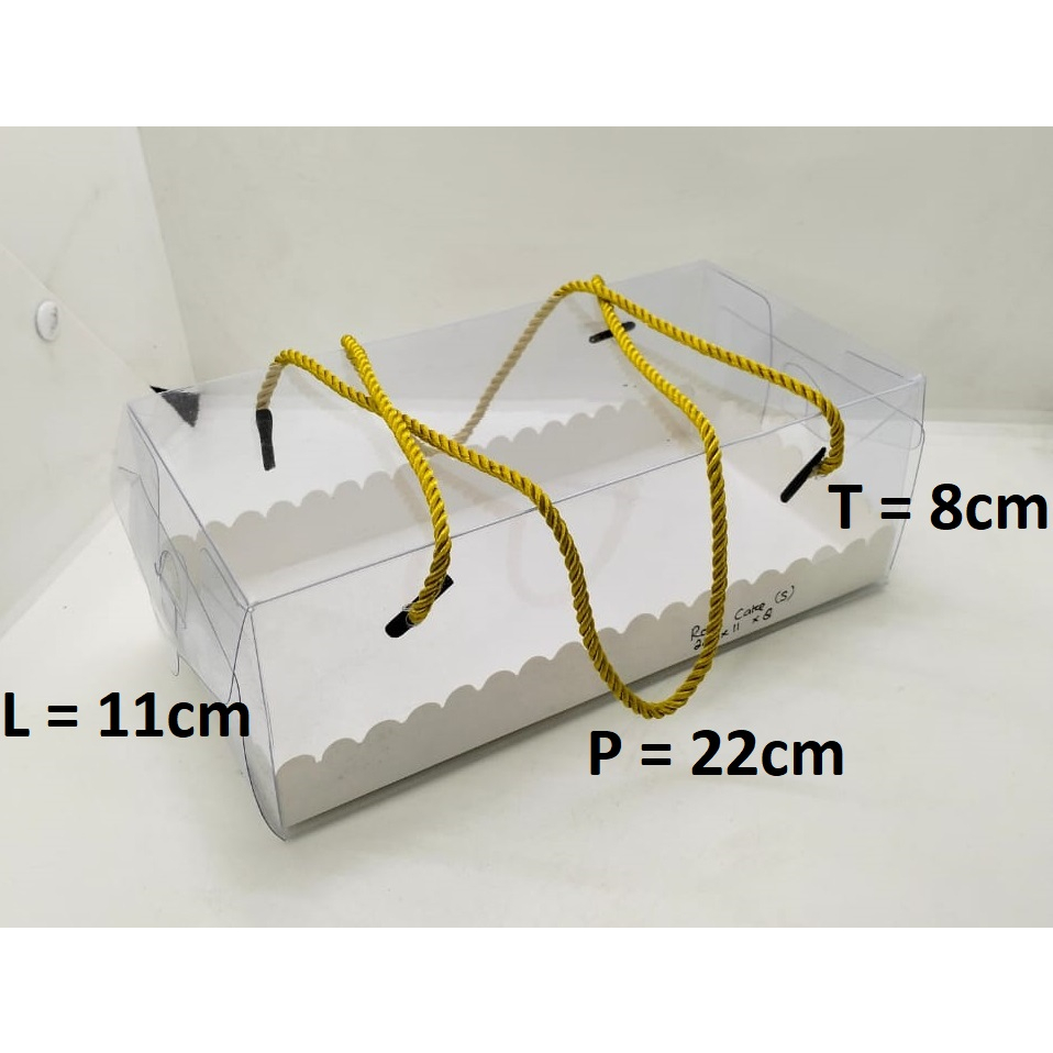 

KOTAK MIKA ROLL CAKE S 22x11x8cm IVORY TALI LAMINASI 1pcs