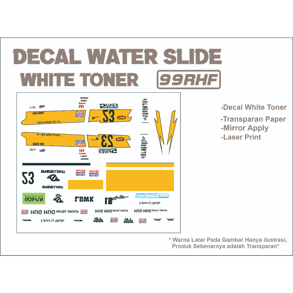 [WHITE TONER] DECAL HOTWHEELS WHITE TONER - LIVERY LBWK S15