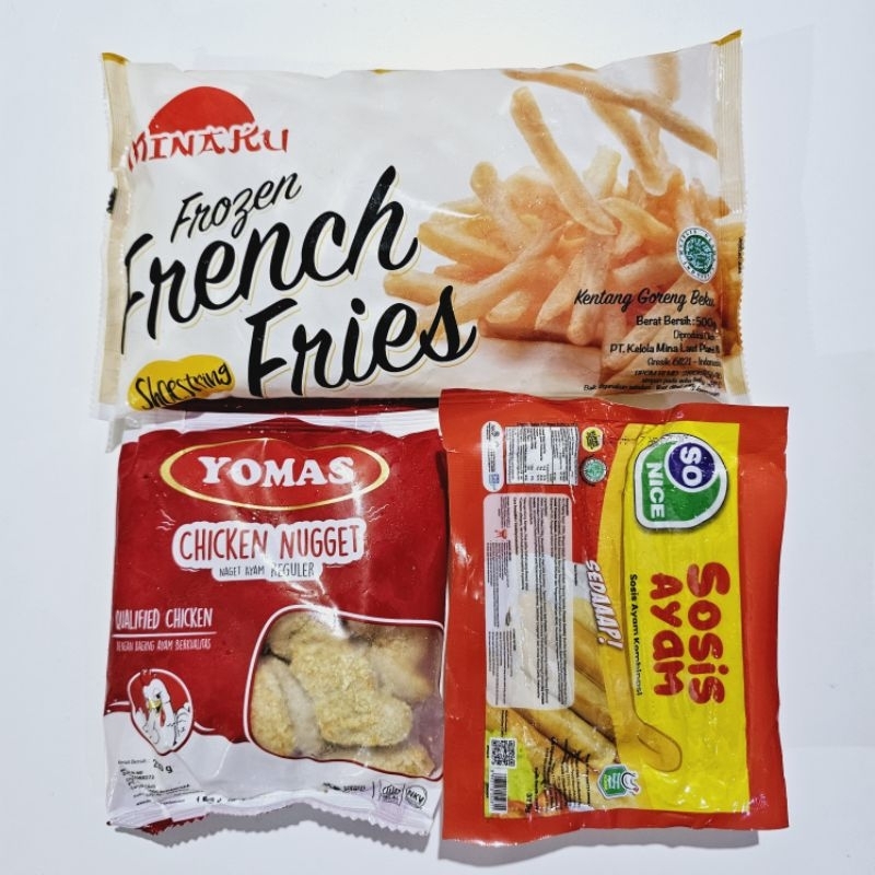 

[PAKET HEMAT] MINAKU kentang+YOMAS nugget+SONICE sosis