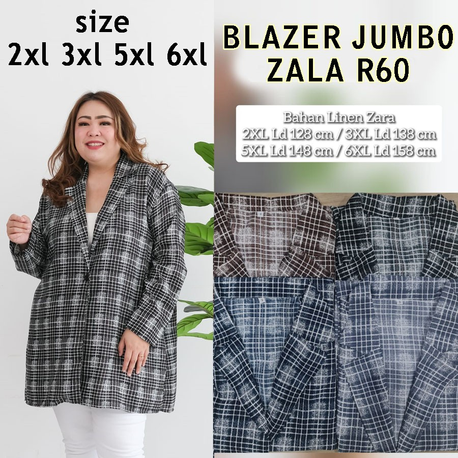 COD / Baju Atasan Blazer LD 120, 130, 140 145Jumbo Wanita Big Size Bahan Katun LD 130