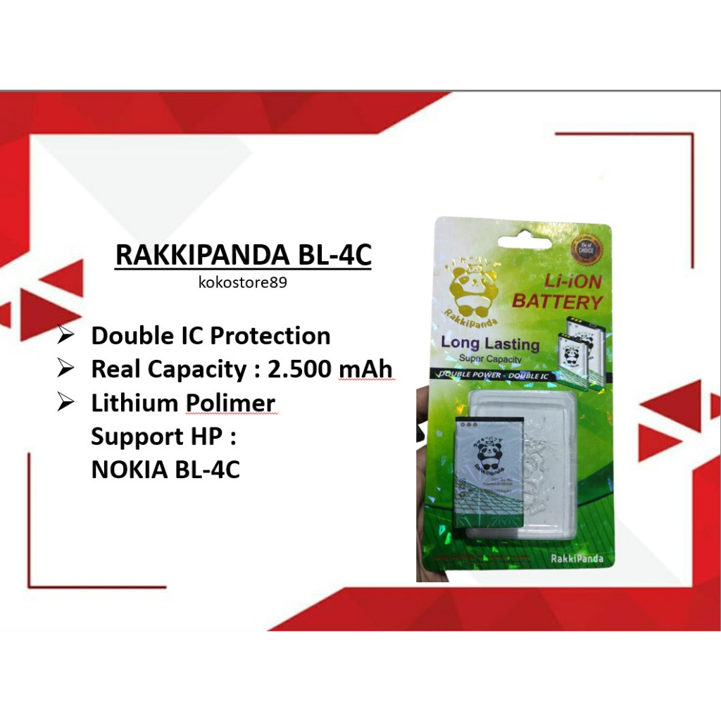 (kokostore89) Baterai Double Power Nokia BL4C Batre HP Rakkipanda Original