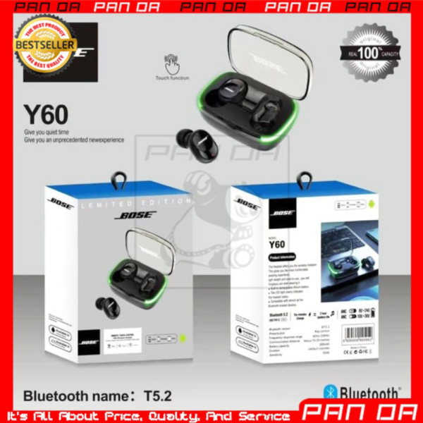 Jual Bose Y60 Bluetooth Wireless Heaset TWS Earphone Handsfree HP LED 8800 Diskon