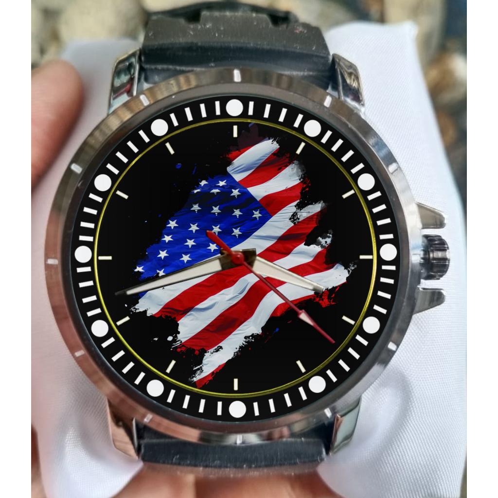 JAM TANGAN CUSTOM BENDERA AMERIKA