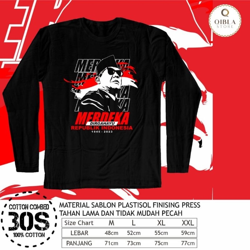 Kaos Soekarno Merdeka Lengan Panjang Kaos Kemerdekaan Baju Cowok Kaos Cowok Kaos lengan panjang