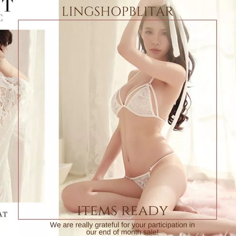 IKAYANI STORE SET LINGERIE BH CD SEXY BRA GSTRING TRANSPARAN PAKAIAN DALAM WANITA DEWASA HOT MENGGODA DINAS MALAM ISTRI DEPAN SUAMI JUMBO-Putih