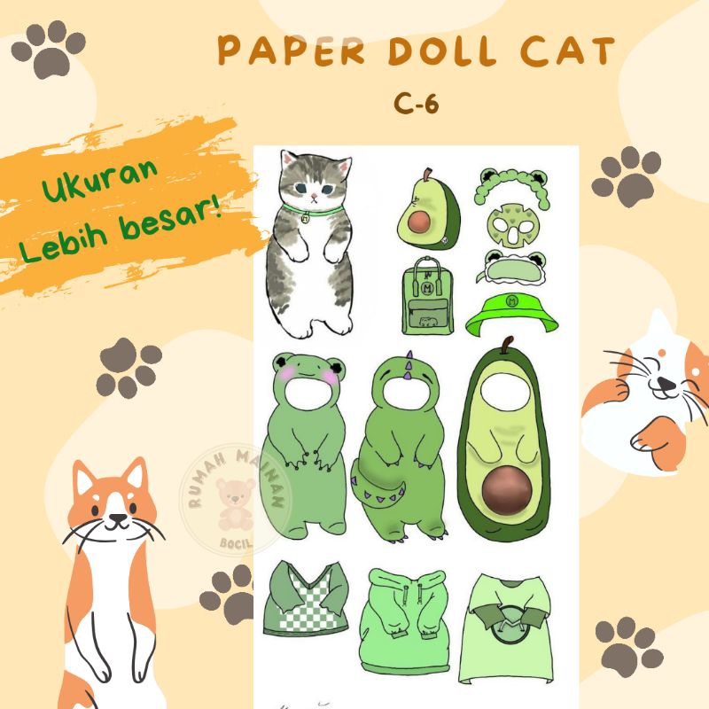 PAPERDOLL PAPER DOLL MAINAN KERTAS PAPER DOLL KUCING VIRAL MAINAN EDUKASI ANAK PAPER DOLL BP BPAN KE