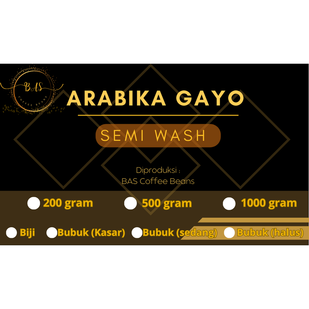 

KOPI ARABIKA GAYO | SEMI WASH | SINGLE ORIGIN 200 GRAM, 500 GRAM, 1 KG | KOPI BUBUK | BIJI KOPI