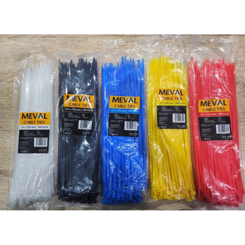 

MEVAL KABEL TIES NYLON 3.6 X 250 MM 25CM ISI 100PCS PUTIH HITAM MERAH KUNING BIRU WARNA WARNI