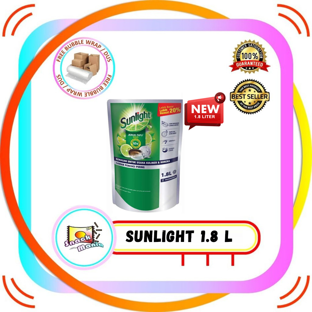 Sunlight Professional Lime Pouch 1800 ml Sabun Cuci Piring Jeruk Nipis