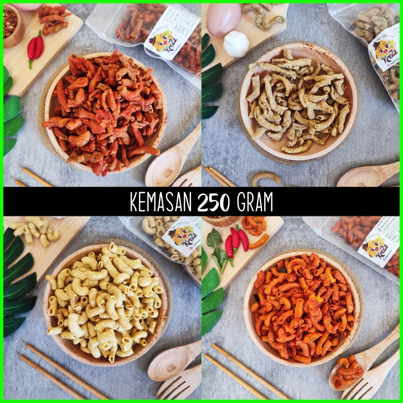 

Kripik Usus Ayam / Keripik Usus Balado / Makaroni Pedas / Makaroni Asin / Camilan Snack Krezz