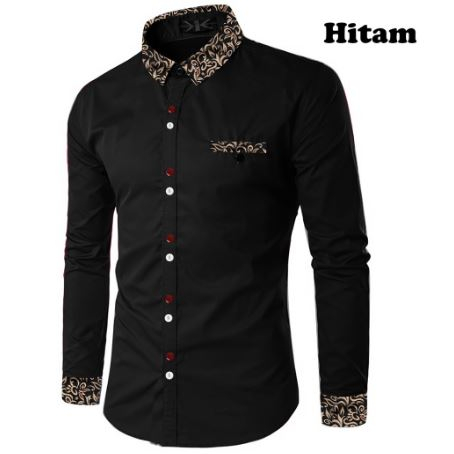 Kemeja pria jumbo lengan panjang Modern distro KOMBINASI BATIK KASUAL original G0U6 Hem premium cod 