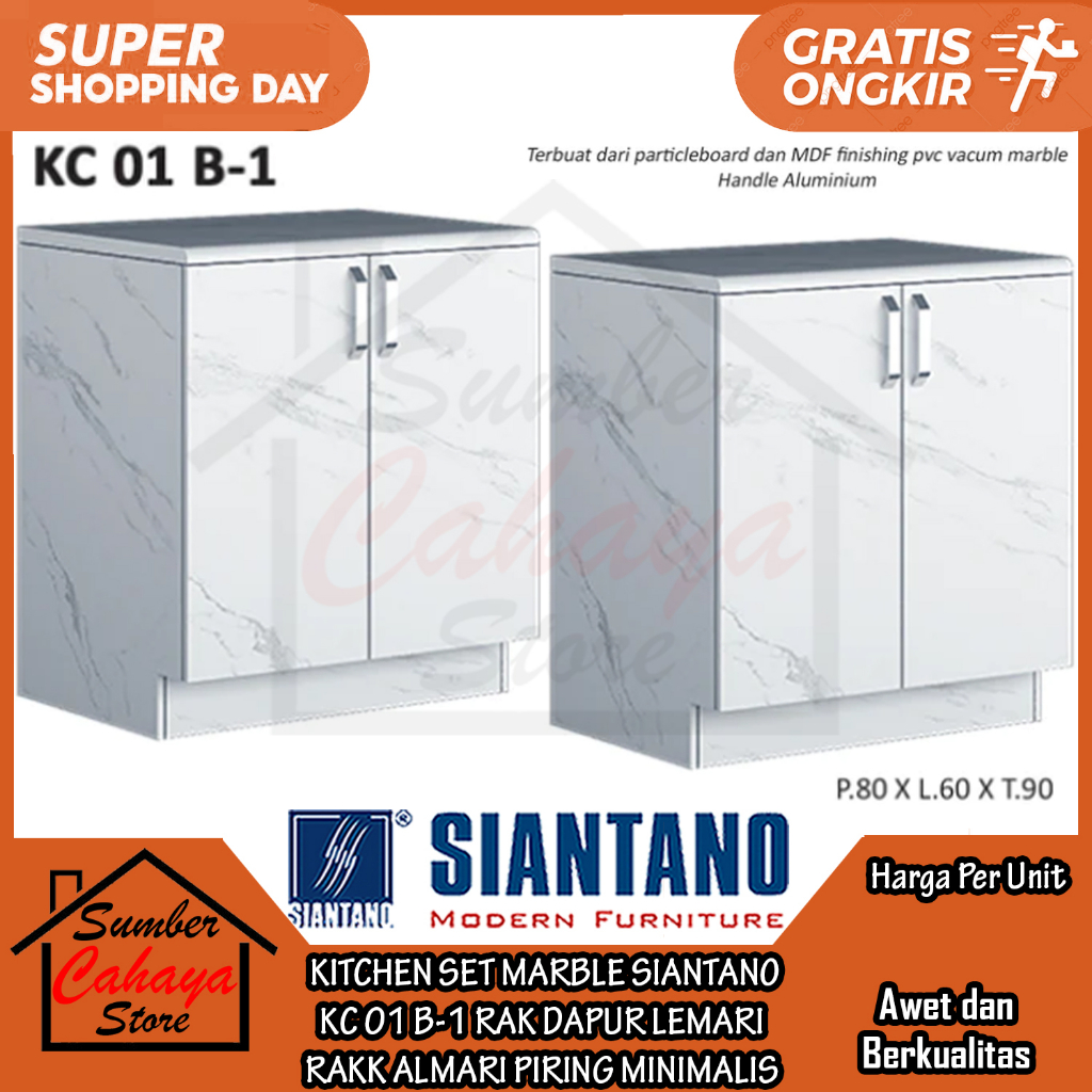 [Kargo] KITCHEN SET MARBLE MARMER MINIMALIS RAK DAPUR SIANTANO KC 01 B-1 RACK CABINET KABINET RAKK N