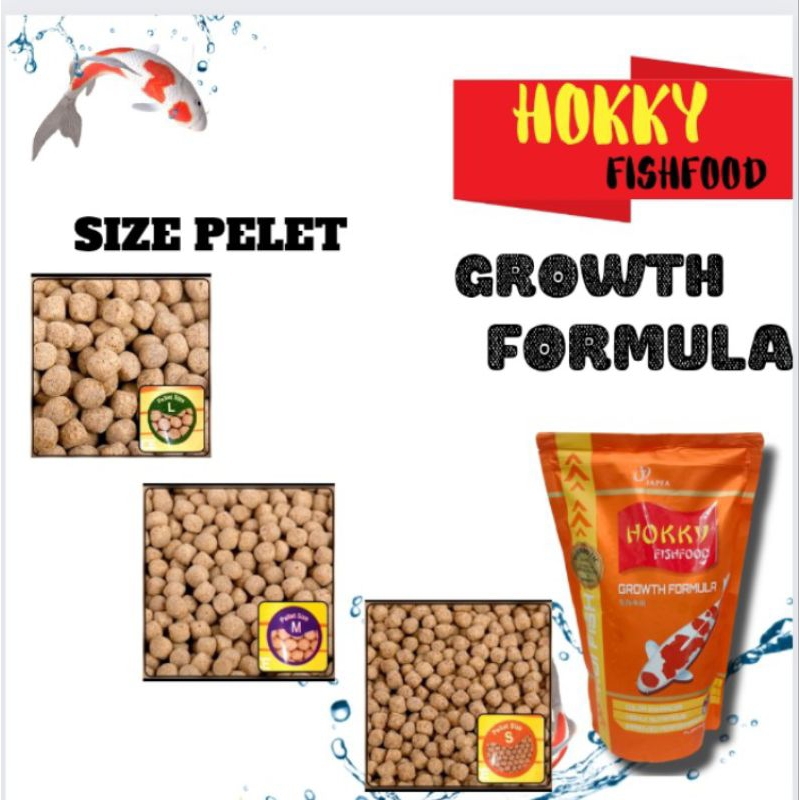 Makanan Ikan HOKKY GROWTH FORMULA SIZE S,M,L 1KG