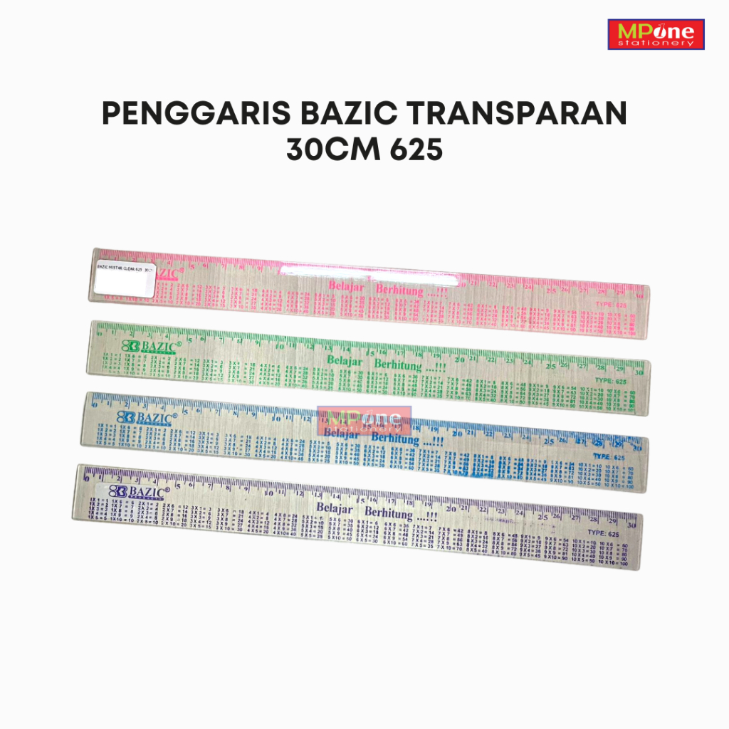 

(1 Pcs) Penggaris Warna Garisan 30 cm Penggaris Clear Bazic 625 / Mistar Plastik 30cm