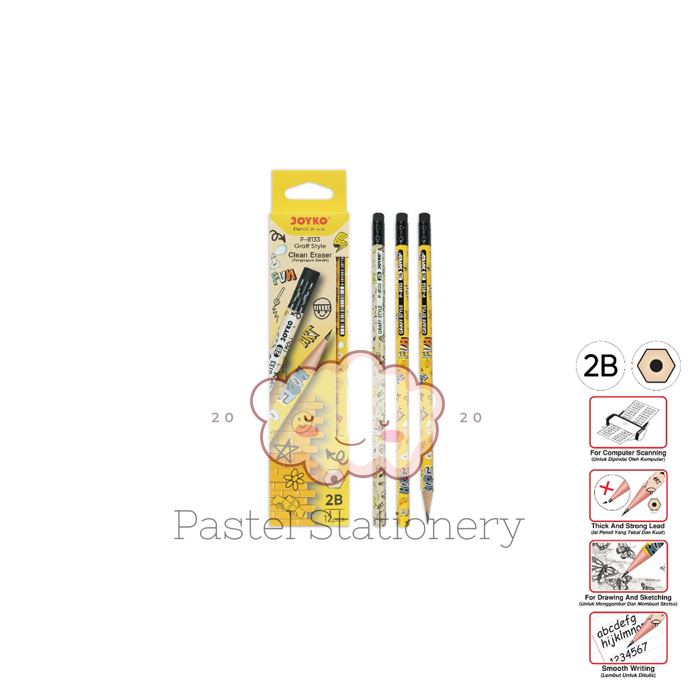 

Pensil Gambar Komputer 2B Joyko P-8133 - Drawing Graff Style Pencil Murah