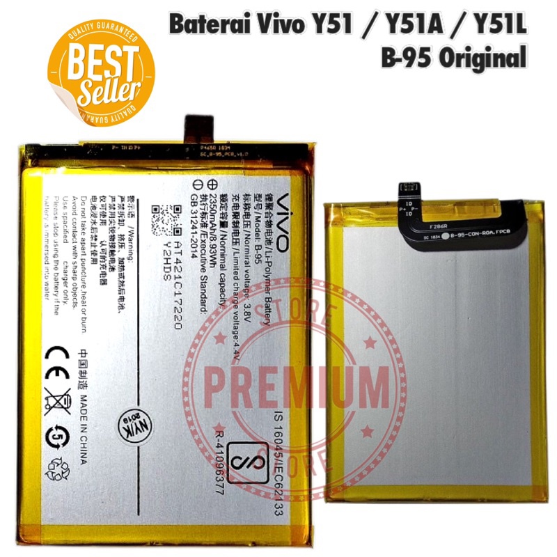 Baterai Batre Vivo Y51 / Y51A / Y51L B-95 Original Batre Vivo Y51 original new