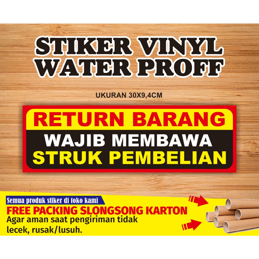 

Stiker return barang / stiker vinyl waterproof / stiker himbauan