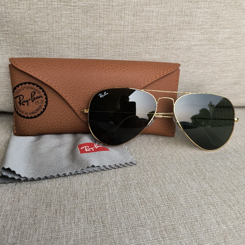Kacamata Rayban Aviator Black Gold Original