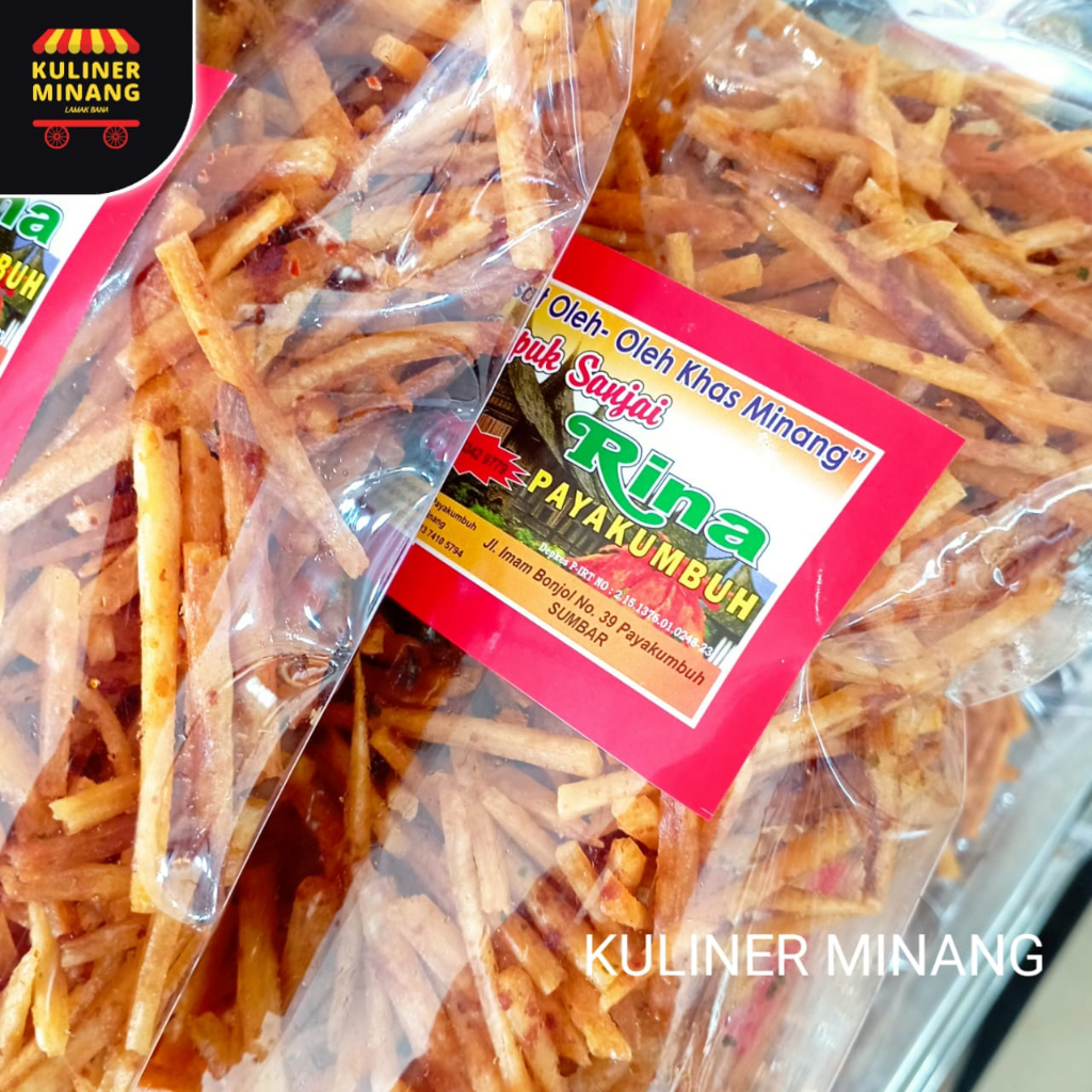 

Sanjai lidi Tunjuak balado Rina Oleh-Oleh Asli Kampung Cemilan Makanan Payakumbuh Khas Padang Snack Jajanan Kuliner Minang Kabau Gurih Spicy Murah Renyah Resmi 100% Halal Original AX02