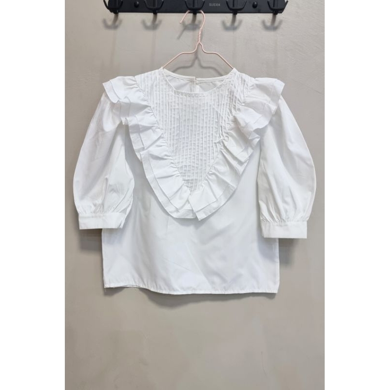 PRELOVED Blouse Korean Vintage Victorian Putih Lengan Pendek Blus