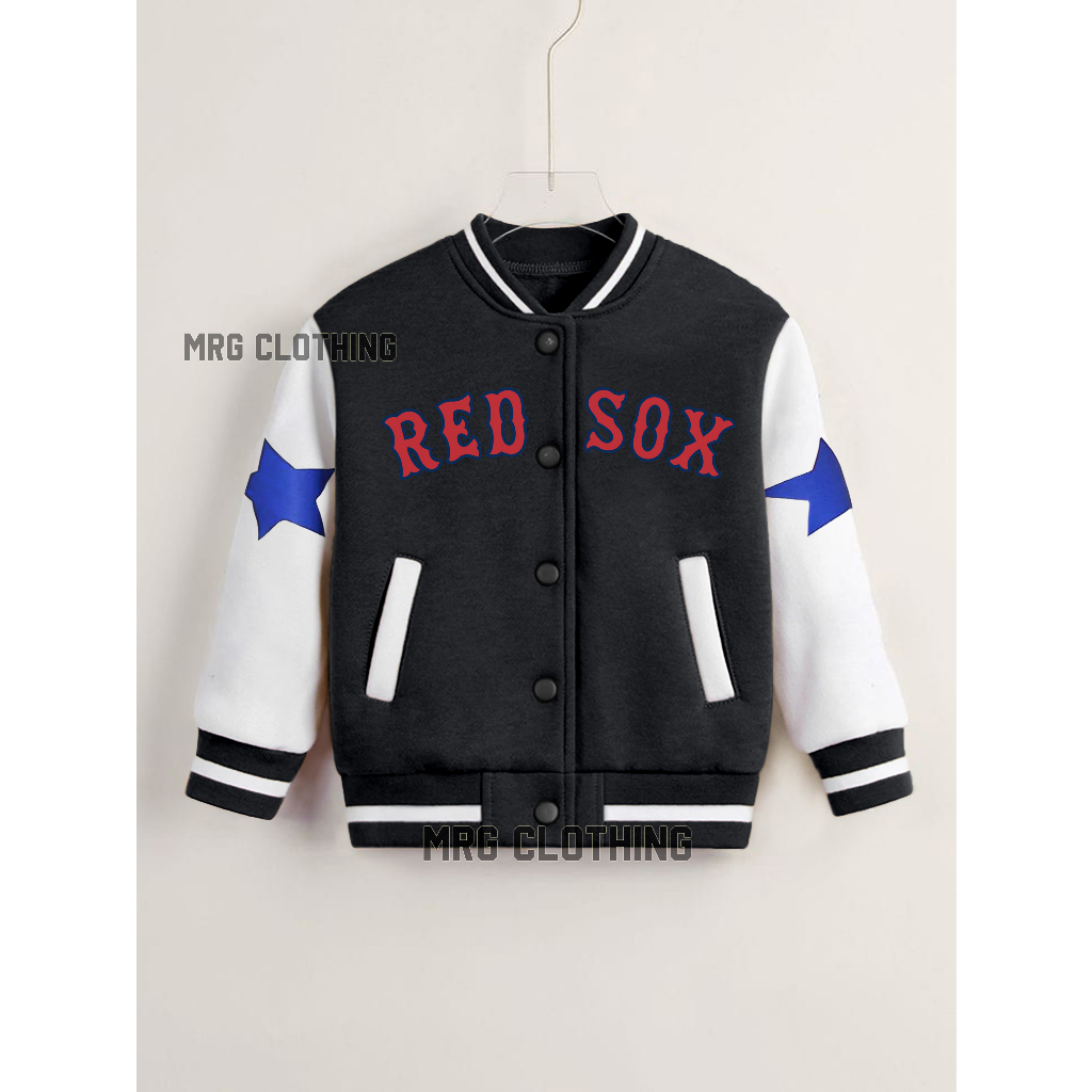 MRG JAKET ANAK VARSITY BASEBALL JAKCET ANAK PEREMPUAN UMUR 2 - 12 TAHUN REDSOX
