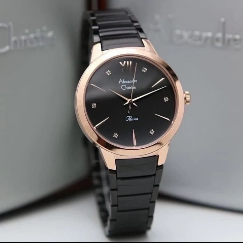 Jam Tangan Wanita Alexandre Christie AC 2765 AC2765 Black Rosegold Original 33mm