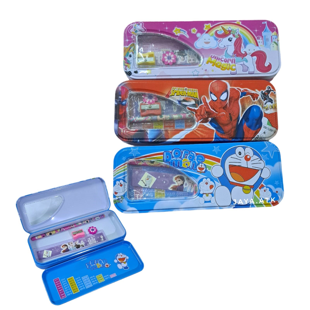 

TEMPAT PENSIL KALENG ISI SET ALAT TULIS KOTAK PENSIL KALENG ANAK KARAKTER SOUVENIR KADO