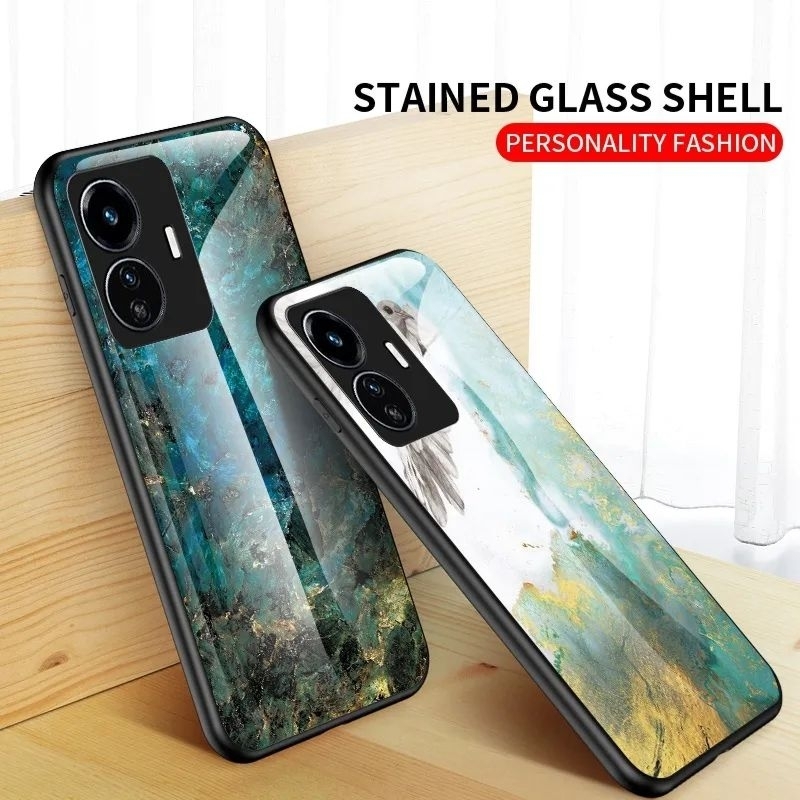 Marble Glass Case VIVO T1 PRO 5G T1Pro 5G VivoT1Pro 5G Softcase Hardcase Casing HP