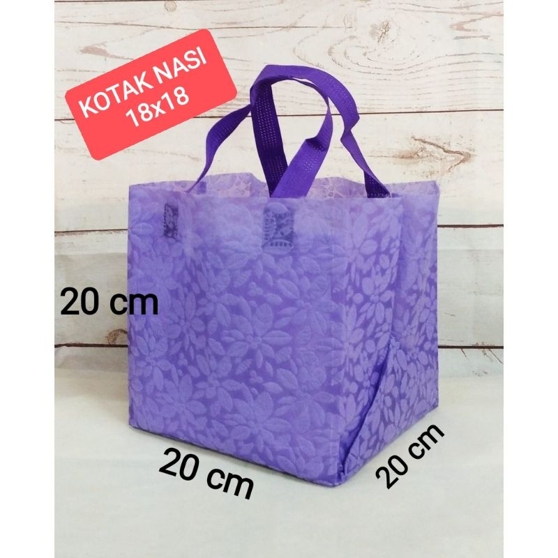 Tas kotak nasi 18x18 tas berkat hajatan tasyakuran tas spundbond tekstur 20x20x20