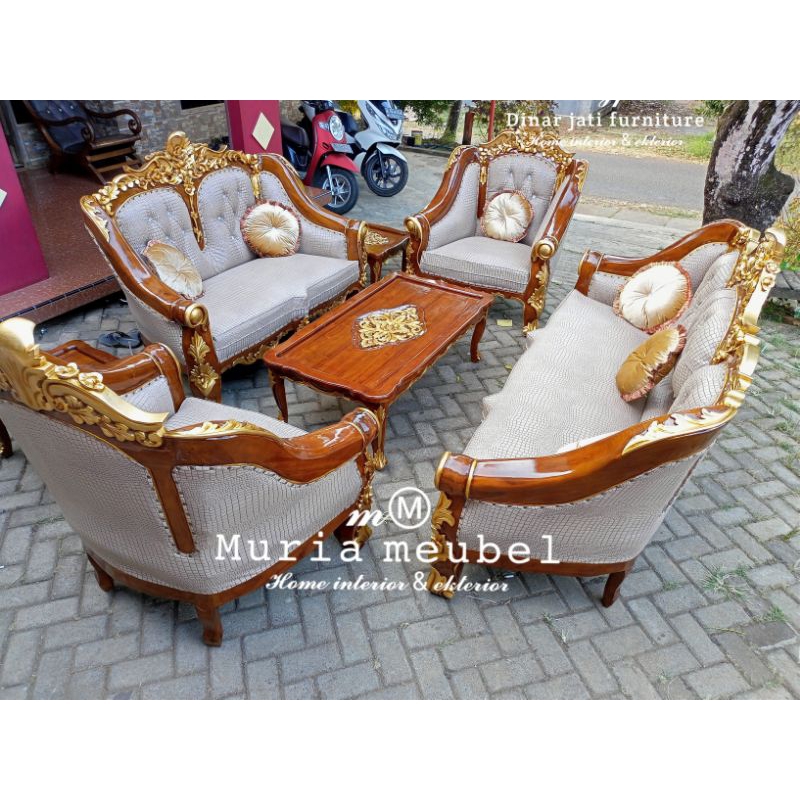 sofa tamu Ganesa kerang  jati jepara