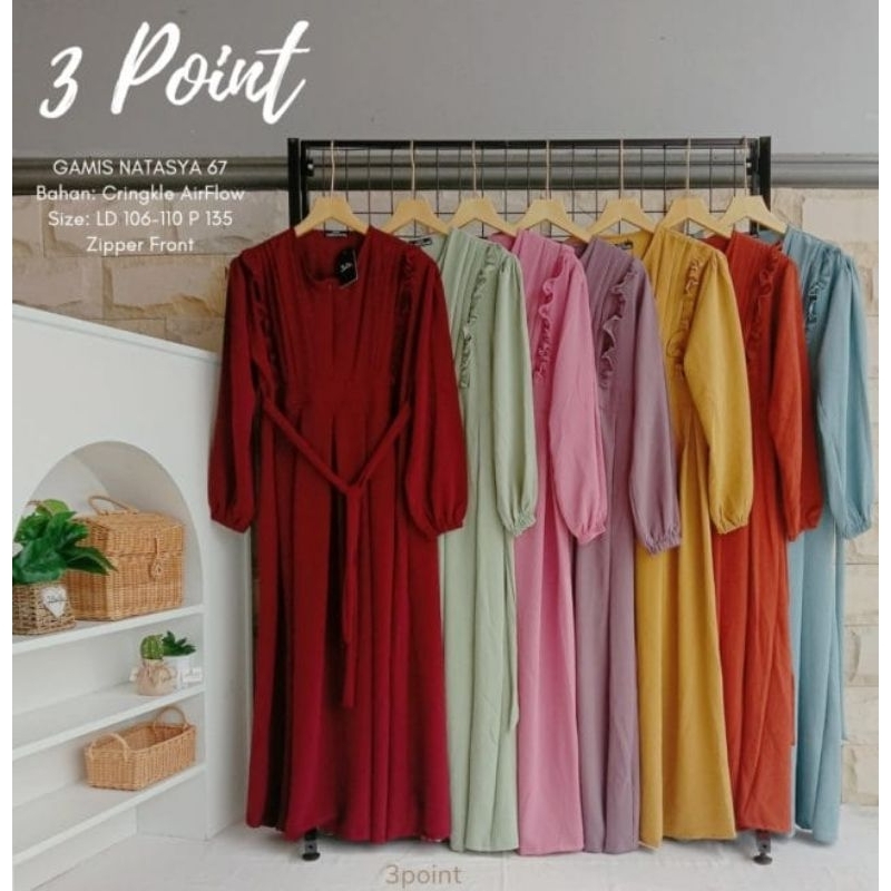 GAMIS NATASYA |2| gamis cringkle |dress crinkle |dress kondangan |three point |3point