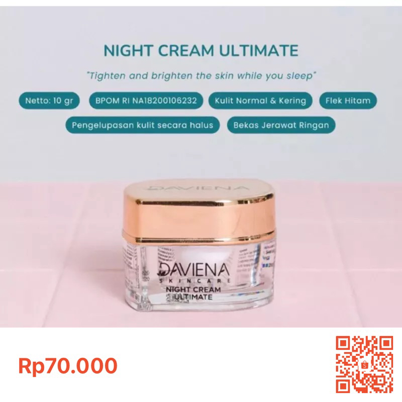 Daviena Skincare  ecer Nigh cream Gold series Original official store jabodetabek depok