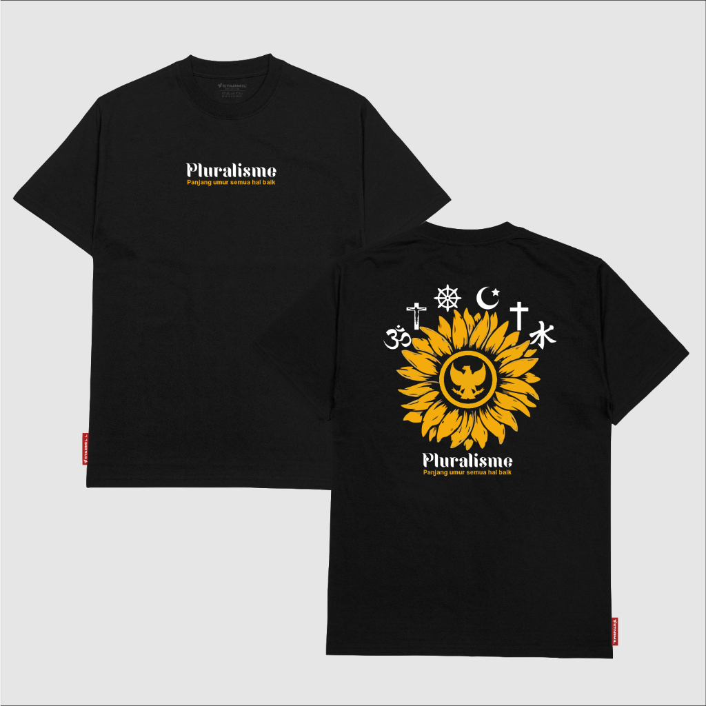 Kaos Pluralisme Garuda Sun Flower 6 Agama di Indonesia Distro Pria Keren Tshirt starmils 11922