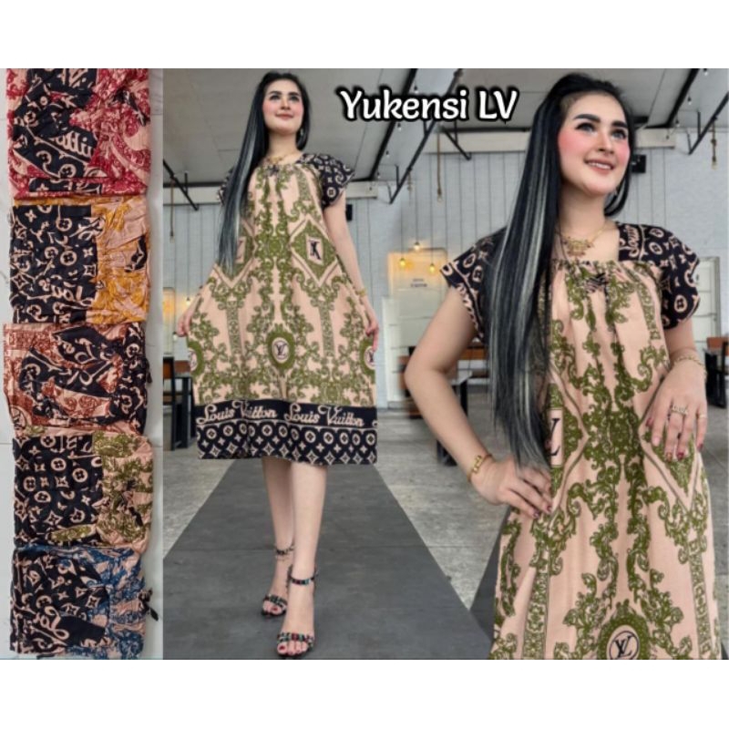 Daster Yukensi Jumbo Kerut Dada Lengan Pendek Ld 110cm