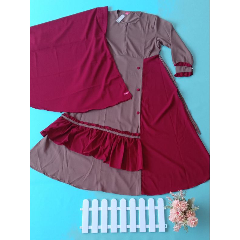 Setelan Gamis Remaja Atau Dewasa Polos By Zahin Collection Size 17 & 29
