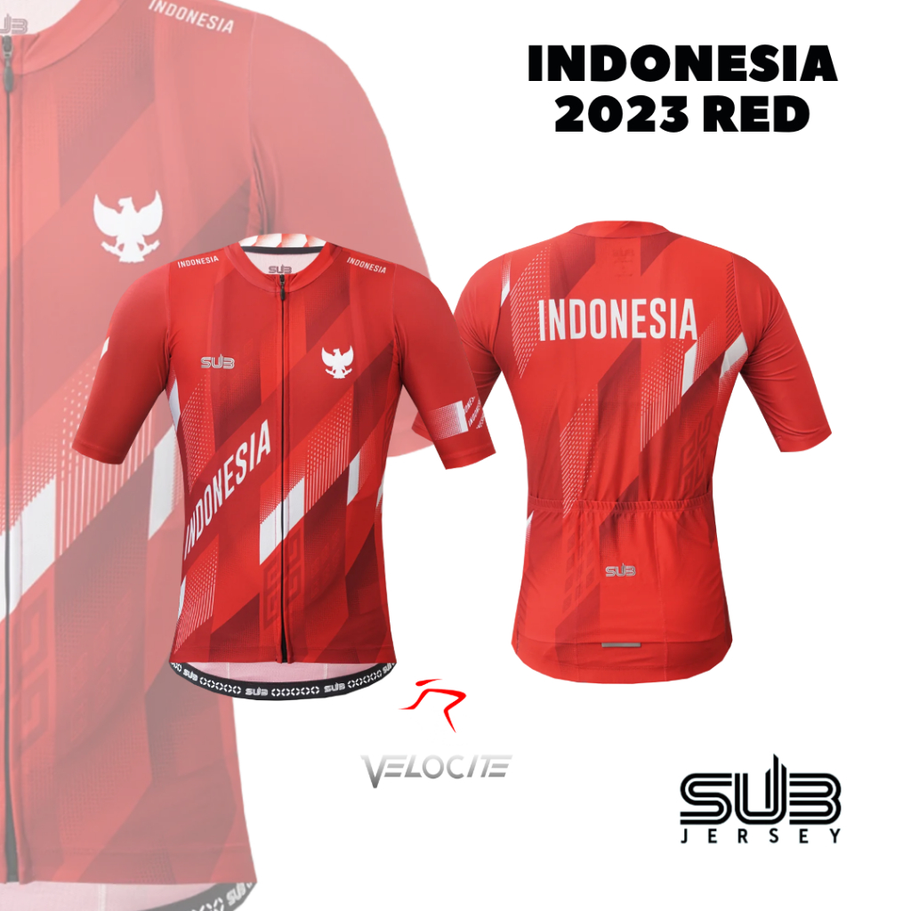 Subjersey Indonesia Red 2023 Colection Jersey Short & Kaos Kaki Sub Jersey Gowes Cycling Unisex