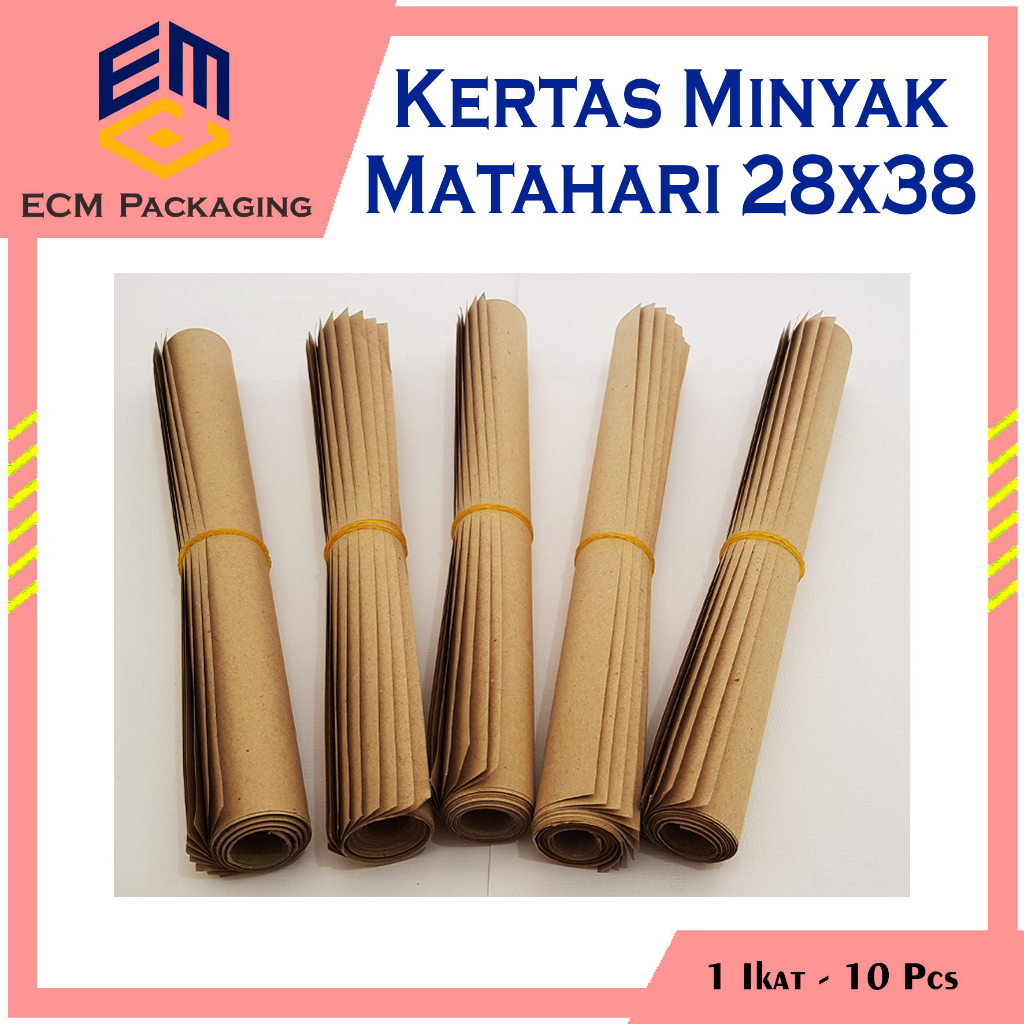 KERTAS MINYAK MATAHARI / KERTAS BUNGKUS NASI / KERTAS COKLAT 30X40 10pcs