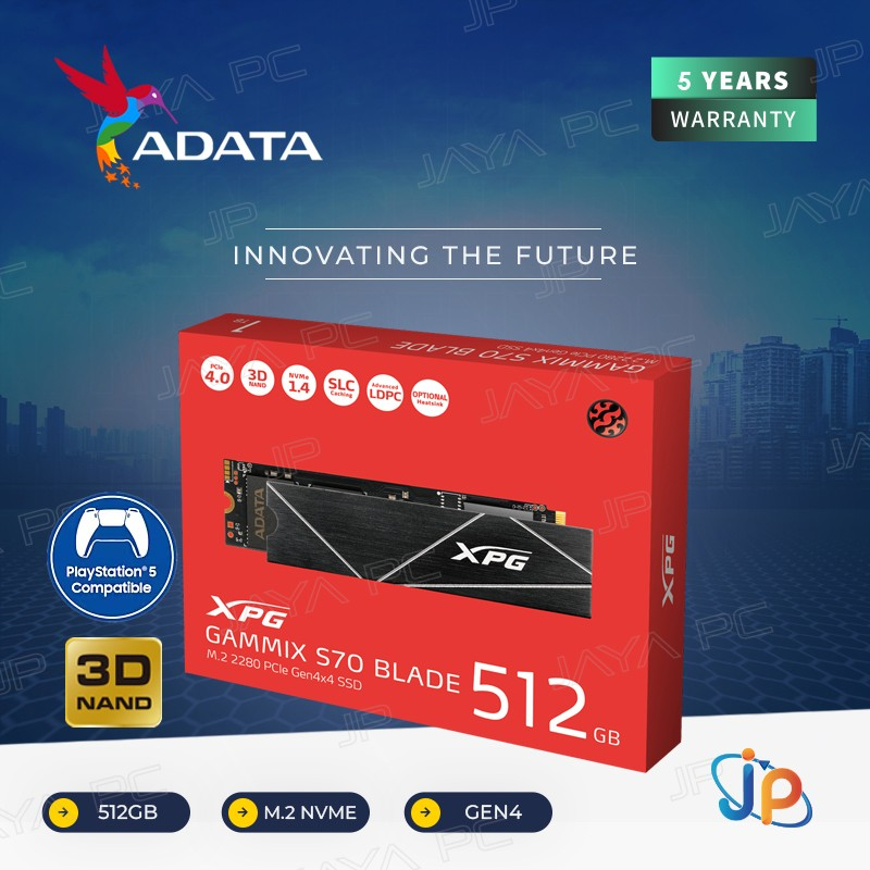 ADATA SSD XPG Gammix S70 Blade M.2 Pcie Gen4 Nvme 512GB - 512 GB
