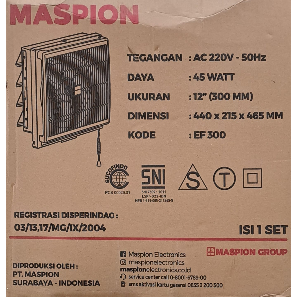 EXHAUST FAN MASPION 12IN  EF-300