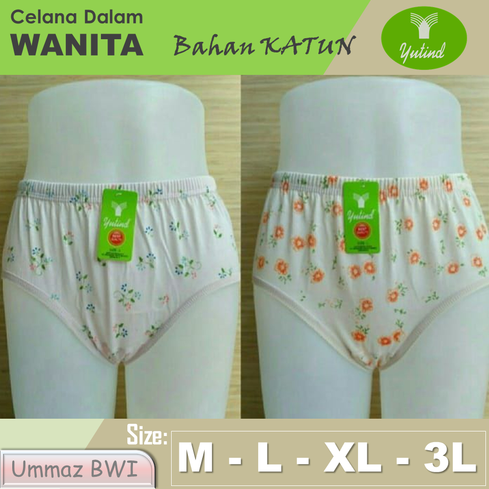 Yutind CD Celana Dalam Wanita Dewasa Ukuran Medium Jumbo Motif Sablon