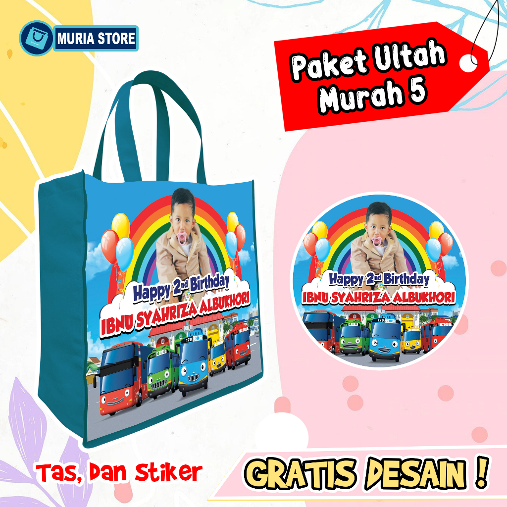 

Stiker Custom Nama Dan Tas Goodie Bag Kado Bingkisan Snack Ulang Tahun Anak Custom