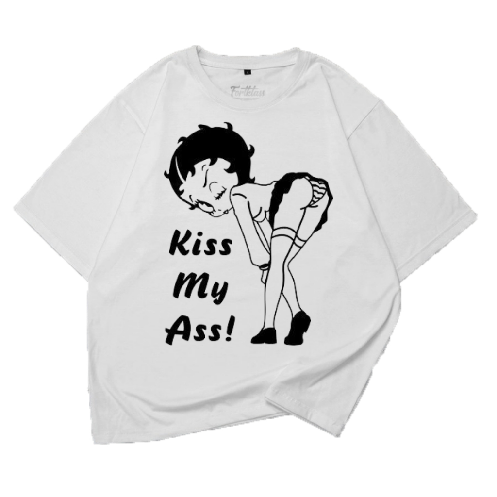 Kaos Betty Boop "Kick My Ass" | Kaos Kartun Vintage | Kaos Betty Boop Vintage | Tshirt Kaos Streetwe