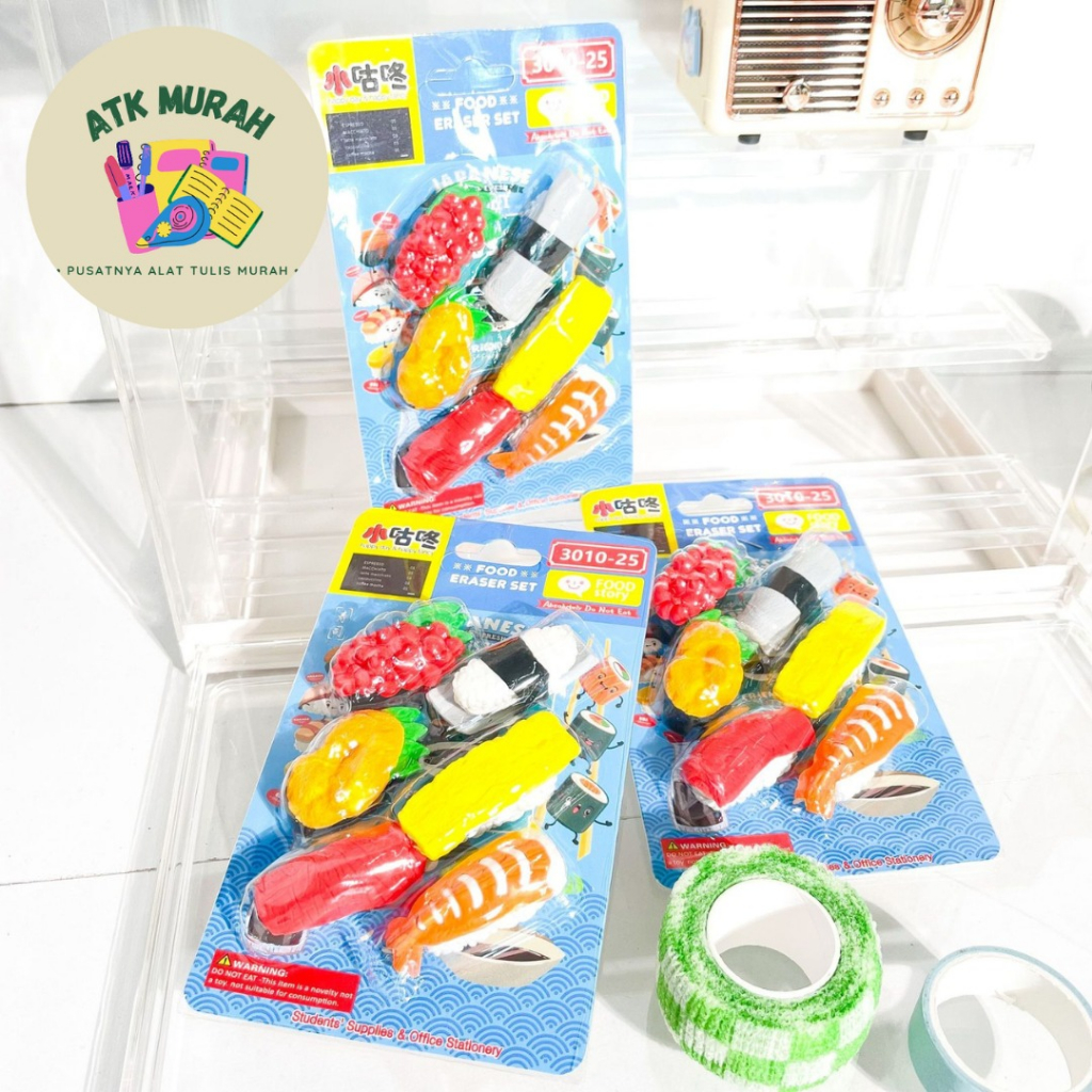 

PENGHAPUS SUSHI HAPUSAN ALAT TULIS IMUT LUCU TERMURAH UNIK 6 PIECE SET