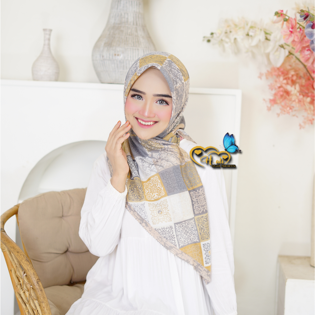 Jilbab Segi Empat Motif Terbaru  Jilbab Segi Empat Motif Voal Hijab Segi Empat Motif Lasser Cutting SH 04 series