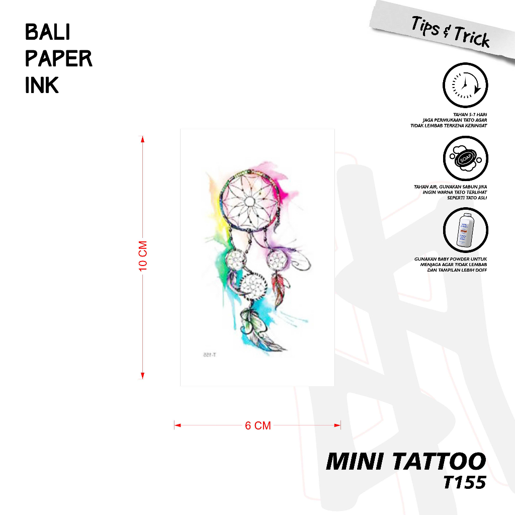 Bali Paper Ink T155 Dream Catcher Tatto Temporary Basic Tato Temporer Mini Tato - Tato Lengan