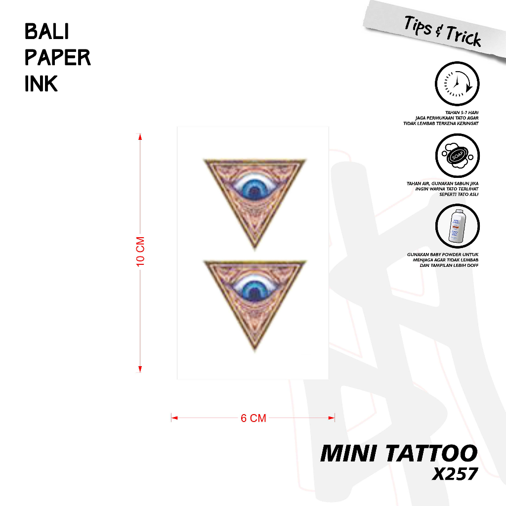 Bali Paper Ink X257  Dua Eye ilu Tato Temporer Basic Bali Paper Ink Mini Tato - Tato Lengan