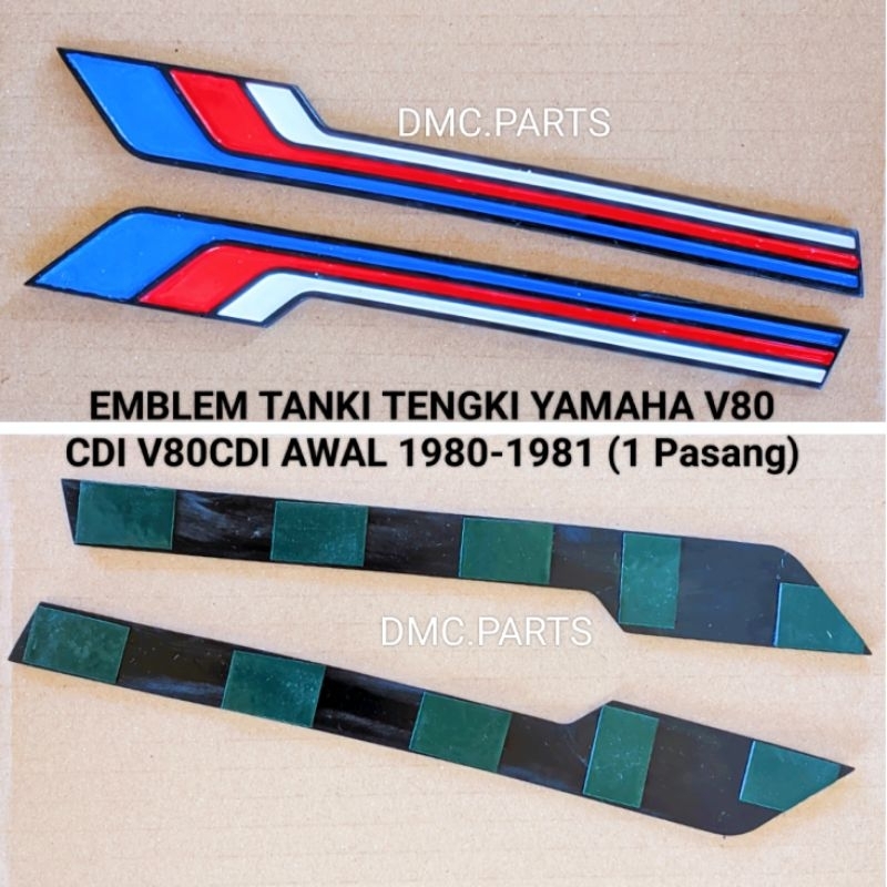 EMBLEM LOGO TANKI TENGKI TANGKI YAMAHA V80 CDI V80CDI AWAL PERTAMA 1980-1981 (1 Pasang)