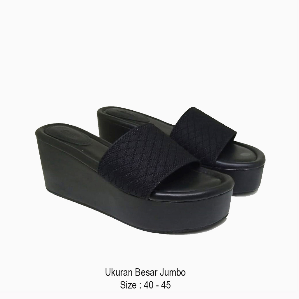 Wedges Rajut Pesta Wanita Ukuran Jumbo 40-41-42-43-44-45 | Sendal Wedges 5cm